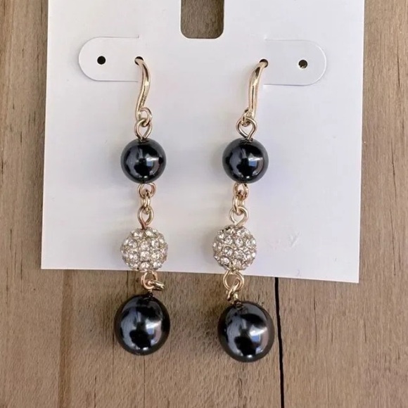Vintage Navy Blue Crystal EARRINGS - Picture 1 of 1